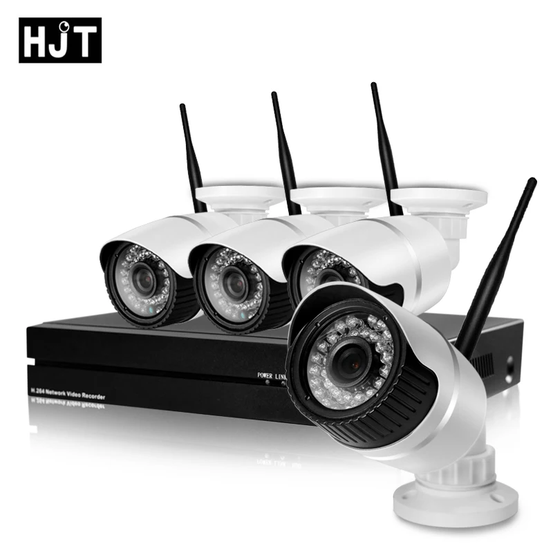 HJT 4ch 720p 1MP Wireless IP Camera Kit font b Outdoor b font with 8ch NVR