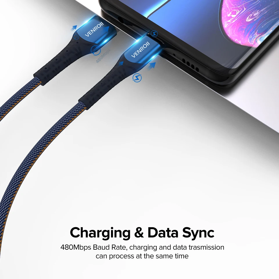 Venroii кабель usb type C 5A Supercharge для huawei P20 P30 mate 20 Pro Quick Charge 3,0 Быстрая зарядка кабель usbc для Honor 20 10