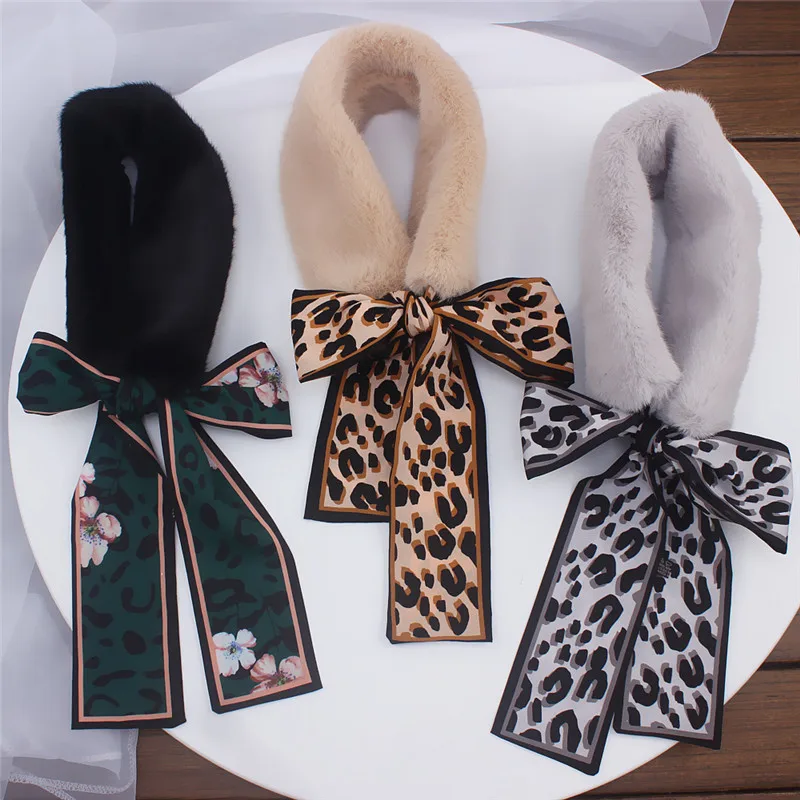 Зимний шарф, дизайн, меховой шарф, Леопардовый шарф для женщин, роскошный бренд, облегающий шелковый шарф, женский шейный платок, шарфы для женщин