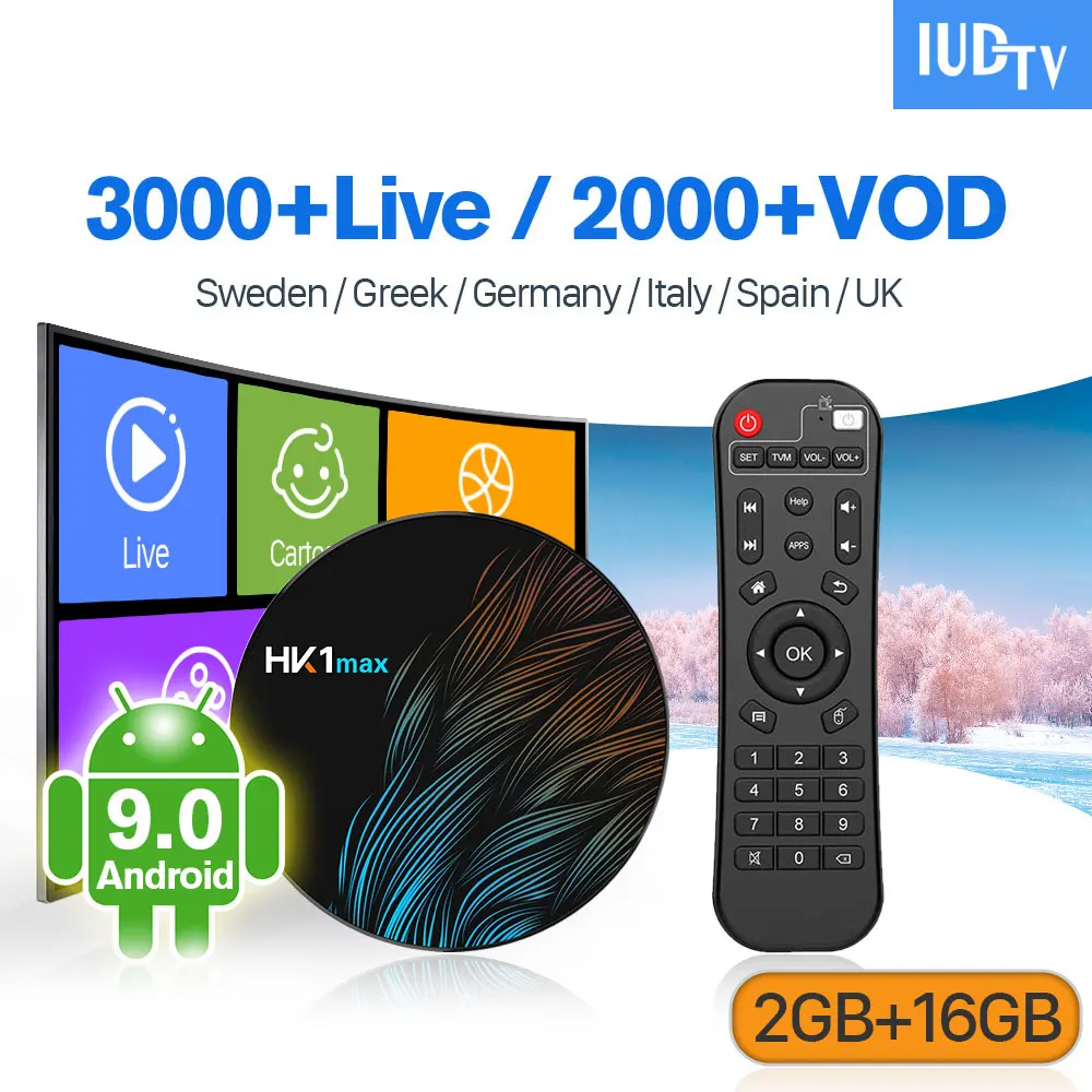 

IUDTV IPTV Germany UK Italy Spain Sweden Box HK1 MAX Android 9.0 2G+16G IPTV 1 Year IPTV Germany UK Italia Spain Sweden IUDTV
