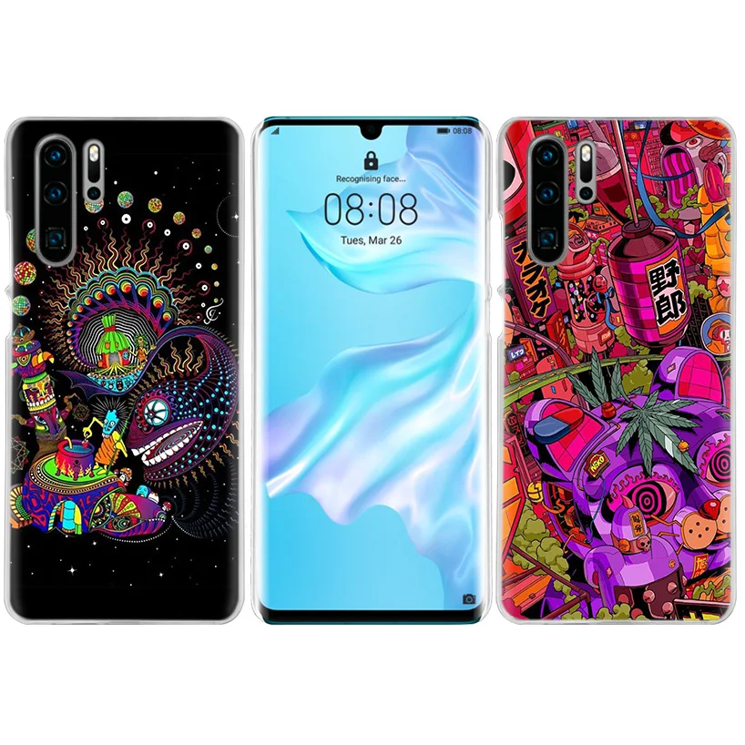 Неоновый Psychedelic чехол для Huawei P20 P30 P40 Lite E P Smart Z Plus 2019 P10 Mate 10 20 Pro Жесткий ПК