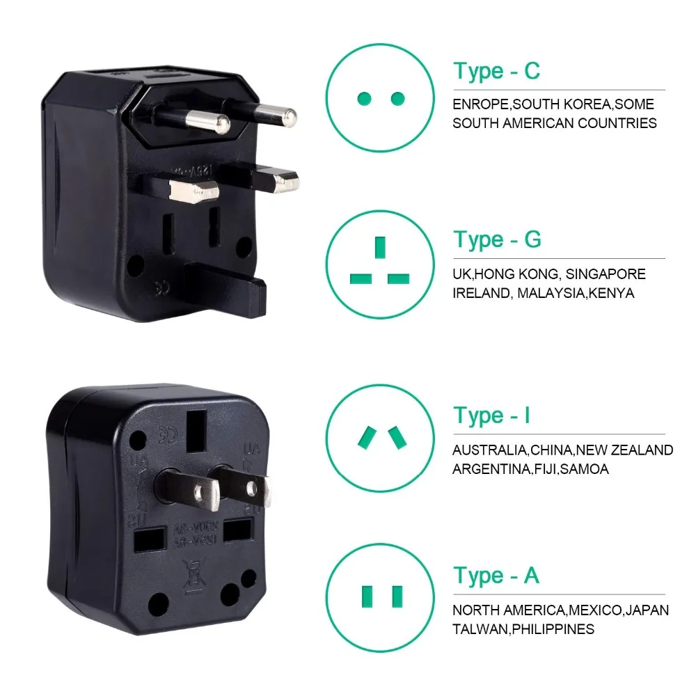 

Universal World Travel Adapter Kit 3 in 1, Travel Power Adapter 2000W, Plug & Outlet Converter With Carry Case