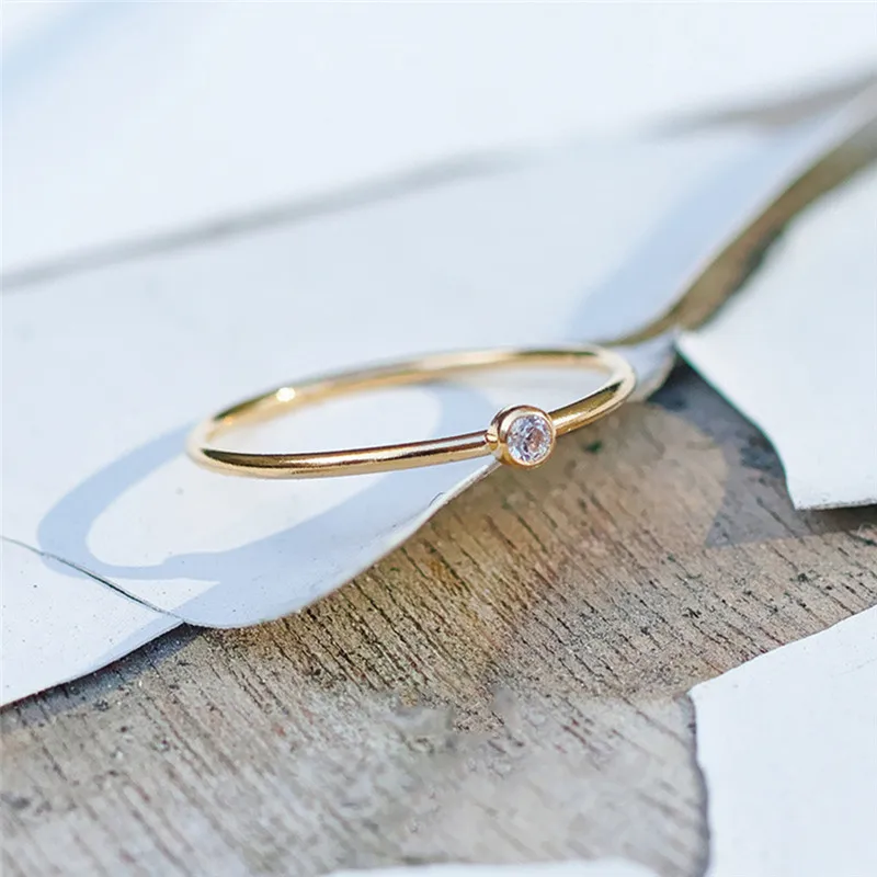 BOAKO модное позолоченное медное тонкое кольцо с сияющими кристаллами, кольца Bague для женщин, ювелирное изделие, антиаллергенное, anillos mujer X7-M2