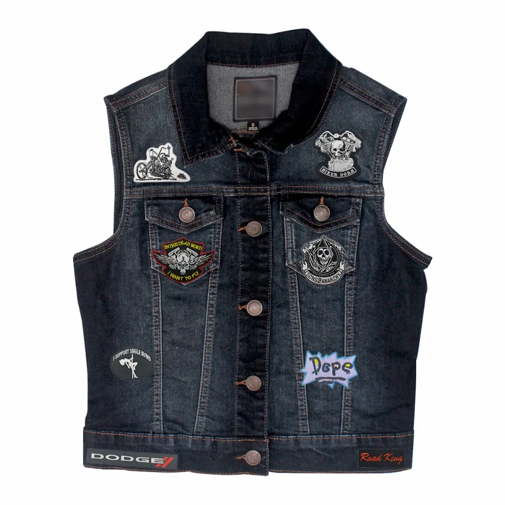 I WANT TO FLY Vest Biker Motorcycle Embroidered Iron On Back of Jacket Patch Black twill fabric Free Shipping Eco-Friendly(5)