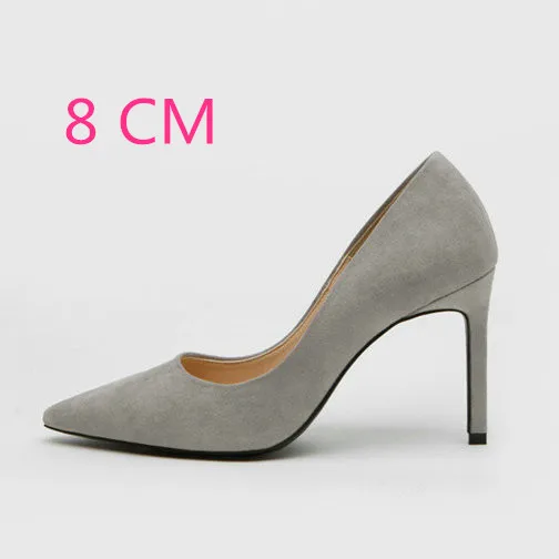 Женские туфли-лодочки туфли на высоком каблуке женские пикантные вечерние туфли на шпильке 10 см с острым носком офисные женские свадебные туфли на высоком каблуке размера плюс - Цвет: Gray-8CM Heel
