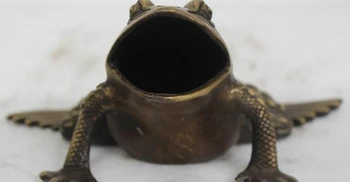 

3"China Chinese Folk Fengshui Purple Bronze Lucky Lifelike animal Frog Statue