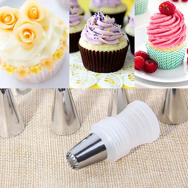 High Quality 24 Pcs Baking Tools Stainless Steel Cupcake Decorating Lcing Piping Sawtooth Nozzle