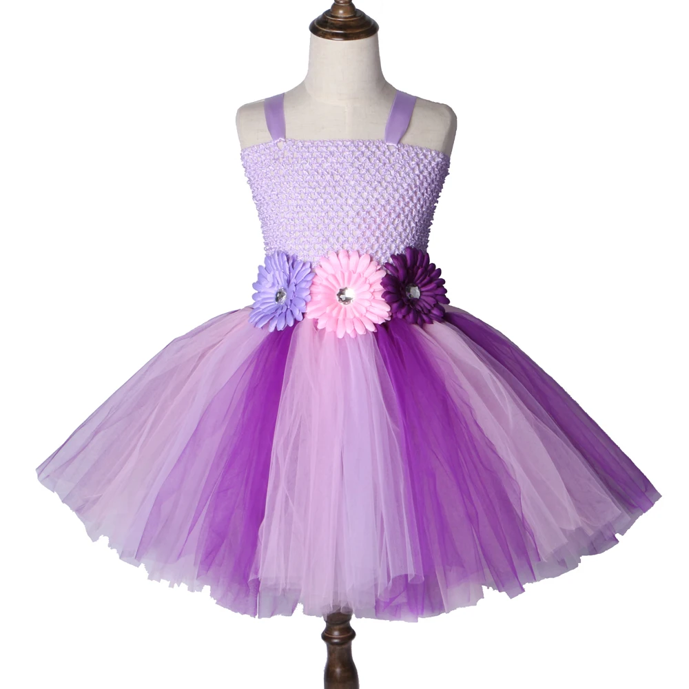 

Purple Pink Fairy Princess Tutu Dresses For Girls Tulle Flower Girl Party Dresses Children Kids Birthday Halloween Costume 2-12Y