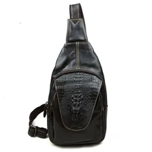 Guangzhou wholesale men’s leather man bag chest bag crocodile pattern leather bag casual fashion tide