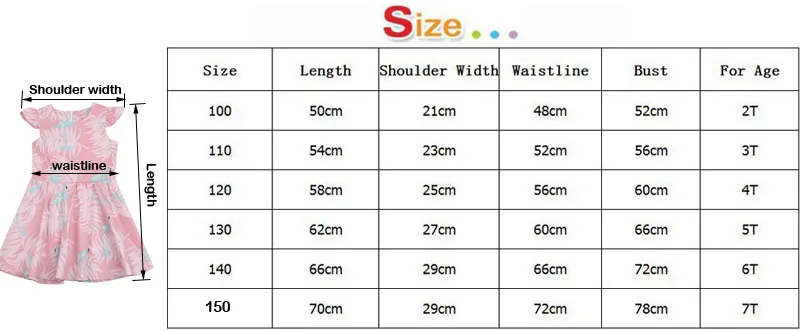 Flamingo Summer Girls Dress Casual Print Pattern Princess Children Clothes Fly Sleeve Soft Cotton Baby Girls Dress Vestido (10)