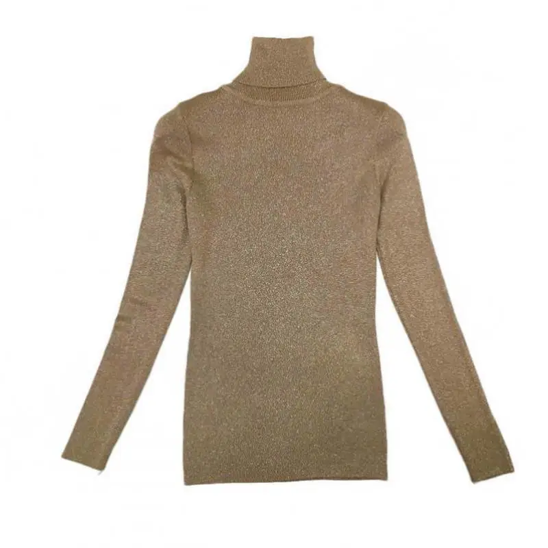 

Autumn Winter Sparkling Casual Knitt Sweater Women Turtleneck Warm Pullovers Fashion Solid High Elasticity Soft Sweaters Femme