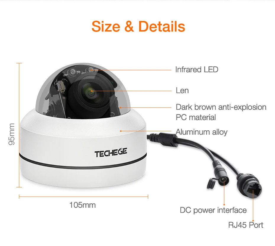 Techege HD 2MP PTZ IP CCTV камера безопасности POE 48 в мини панорамирование/наклон/зум 4X оптический зум скорость купольная камера слежения PTZ с поддержкой протокола ONVIF RTSP