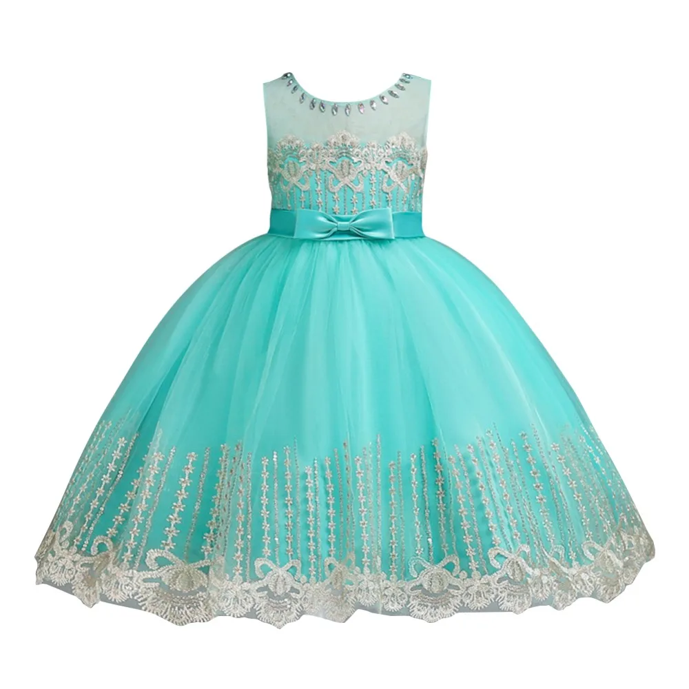 

2019 Fashion New Children Dress for Girls Embroidery Birthday Party Baby Kid's Princess Pageant Wedding Sequin Flower Girl Dress