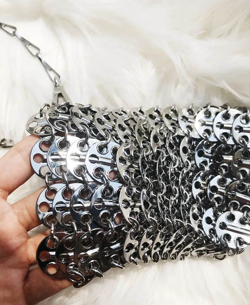 Luxury Designer Women Bags Pure Metal Sequins Chain Woven Bag Hollow Evening Bags Clutch Female Travel Holiday Shoulder Bag