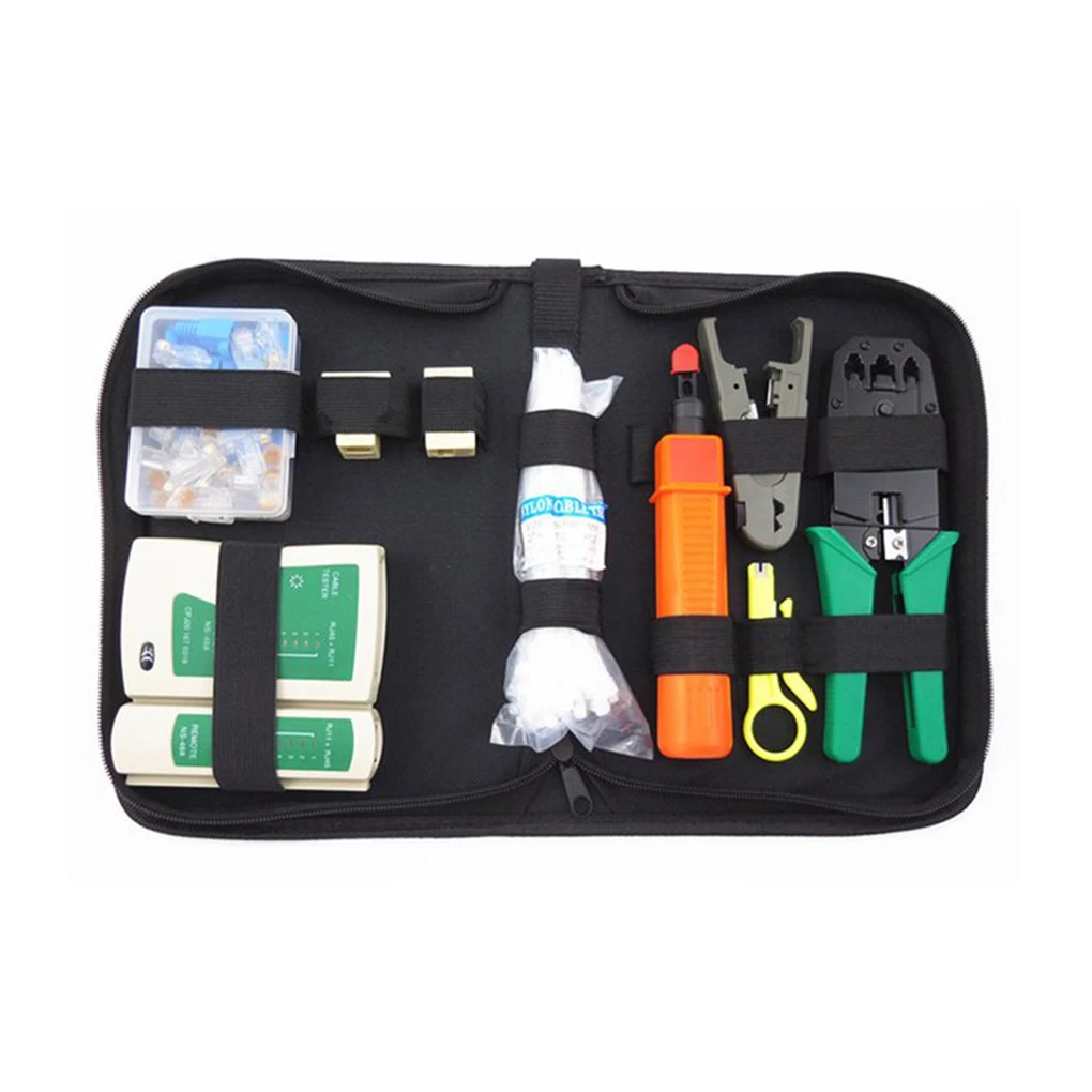 

New 10-in-1 Network Tool Kit with Cable Tester Crimping Cutter Tool Punch Tool for Home Use Computer Network Tool Repair Set