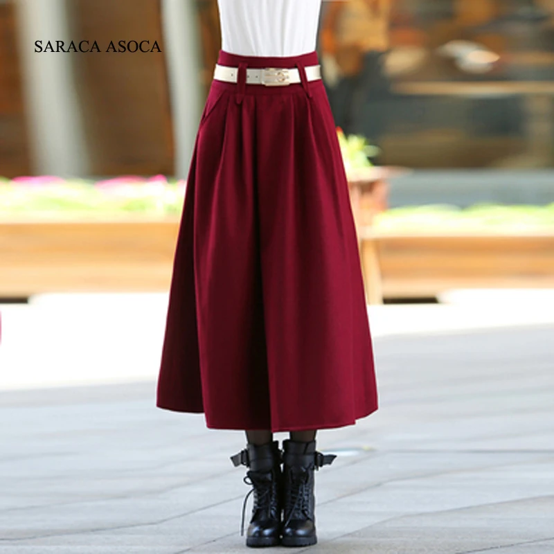 Women's Fashion Skirt Winter and Autumn plus size 3 Color Wholesale Retail High Waist Vintage Long Pleated Skirts | Женская одежда
