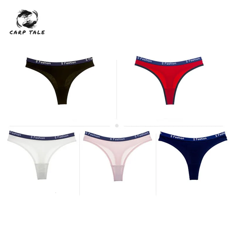 

2019 new women's underwear sexy cotton comfortable sports wind letter wide waist low waist no trace women's underwear thong