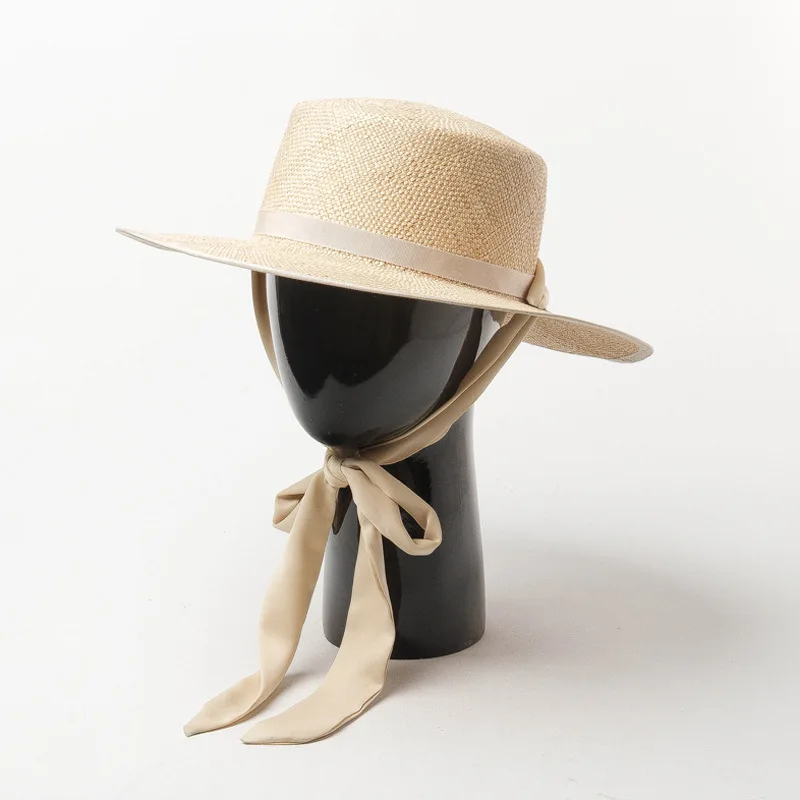 01901-HH7321 ; дизайн; Летние сокровище травой ручной вязки с длинными провод Георгиевская лента Шляпа Fedora для женщин для отдыха пляжная шляпа