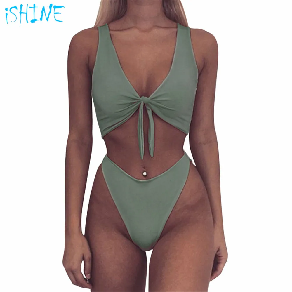 one piece swimsuit deep plunge front