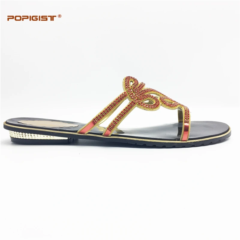

Antiskid Summer ladies shoes without bag set Red color big size in Italian Shoes not matching bag set popular in Africa
