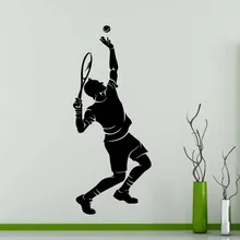 Теннисная Наклейка на стену, Спортивный Теннисный плеер, силуэт, Виниловая наклейка для домашнего интерьера, съемная Настенная роспись G528