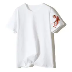 Плюс Размеры 3XL короткий рукав с тигровым принтом Футболка Для женщин 2019 новые летние свободные Boyfriend хлопковая футболка для отдыха женская
