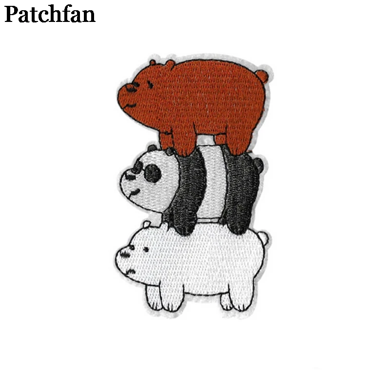 

Patchfan We bare bears kids Embroidered cartoon patches iron on Sewing badge Applique accessories DIY Patchworks stickers 2125