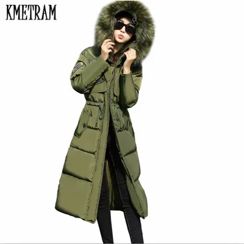 

KMETRAM Winter Jacket Women Big Fur Collar Padded Cotton Warm Coat Female Long Hooded Parkas Casacos de inverno feminino HH301