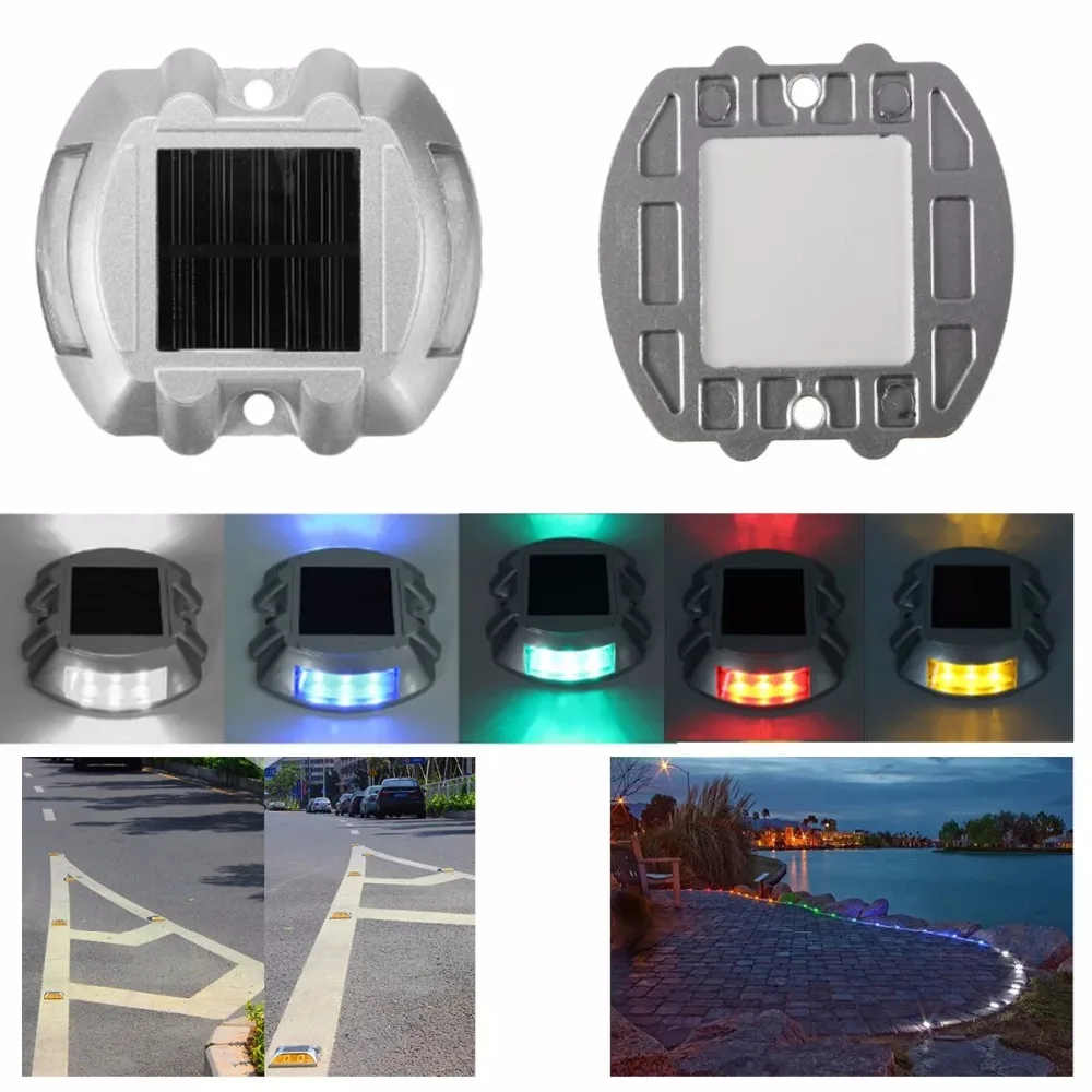 

Solar LED Pathway Driveway Lights Dock Path Step Road Safety Lamps Road Dock Lamp 6Leds 500M Visible Distance Security Lights