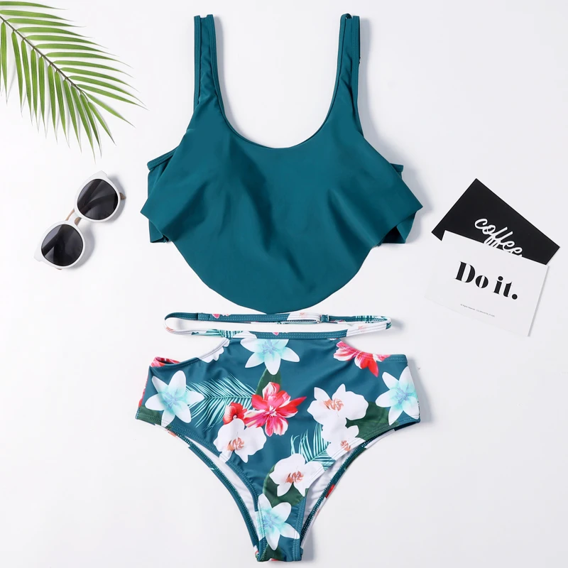 

High Waist Swimsuit 2019 Sexy Bikini Women Brazilian Swimwear Floral Print Push Up Plus Size Bikini Set Swimming Suit