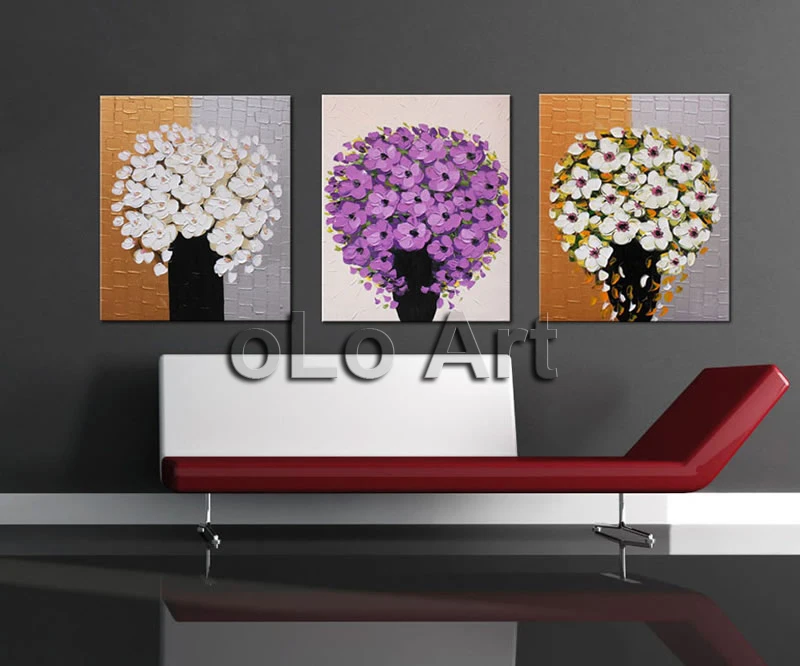 

Hand-painted Palette Knife purple flower Oil Painting on Canvas/High Quality modern thick texture paintings Art oLo PS065