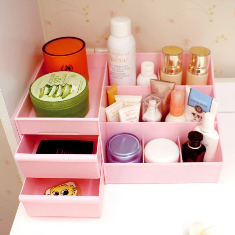 

Dropship 2018 New Big Capacity Cosmetic Storage Box Small Drawer Jewelry Box Desktop Sundries Storage Container Makeup Organizer
