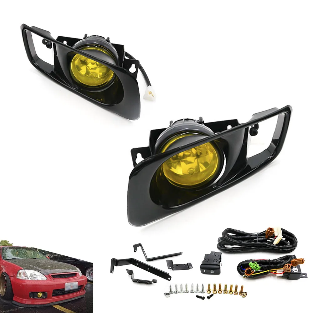 

CNSPEED 2015 New Yellow /Clear Fog lamp Halogen fit 99-00 FOR HONDA CIVIC 2/3/4 dr EK EM JDM Kit EX DX LX SI SiR HB HX XS100479