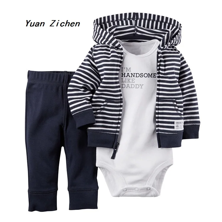 2017 Winter Autumn Kit Newborn Baby Girl Boy Clothes Romper Outerwear Rompers And Long Pants  Outfits  For 0-1 Years 3Pcs