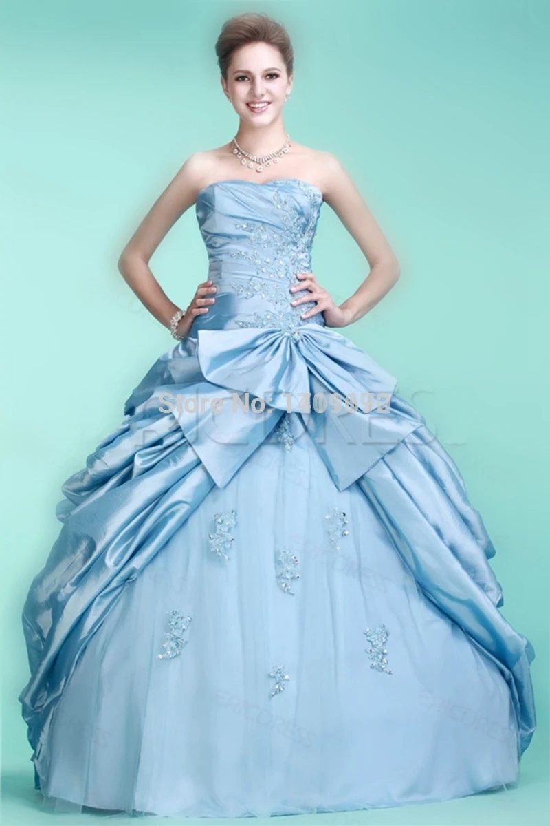 Vestido 15 Anos Light Blue Quinceanera Dresses Beaded Appliques Ruffles