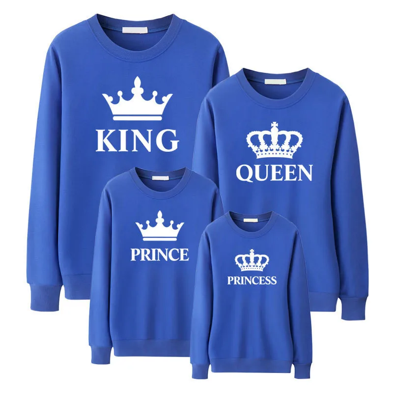 LILIGIRL King Queen Crown Print Family Matching Outfit Leisure Sweatshirt T-shirt Father Mommy And Me Clothes