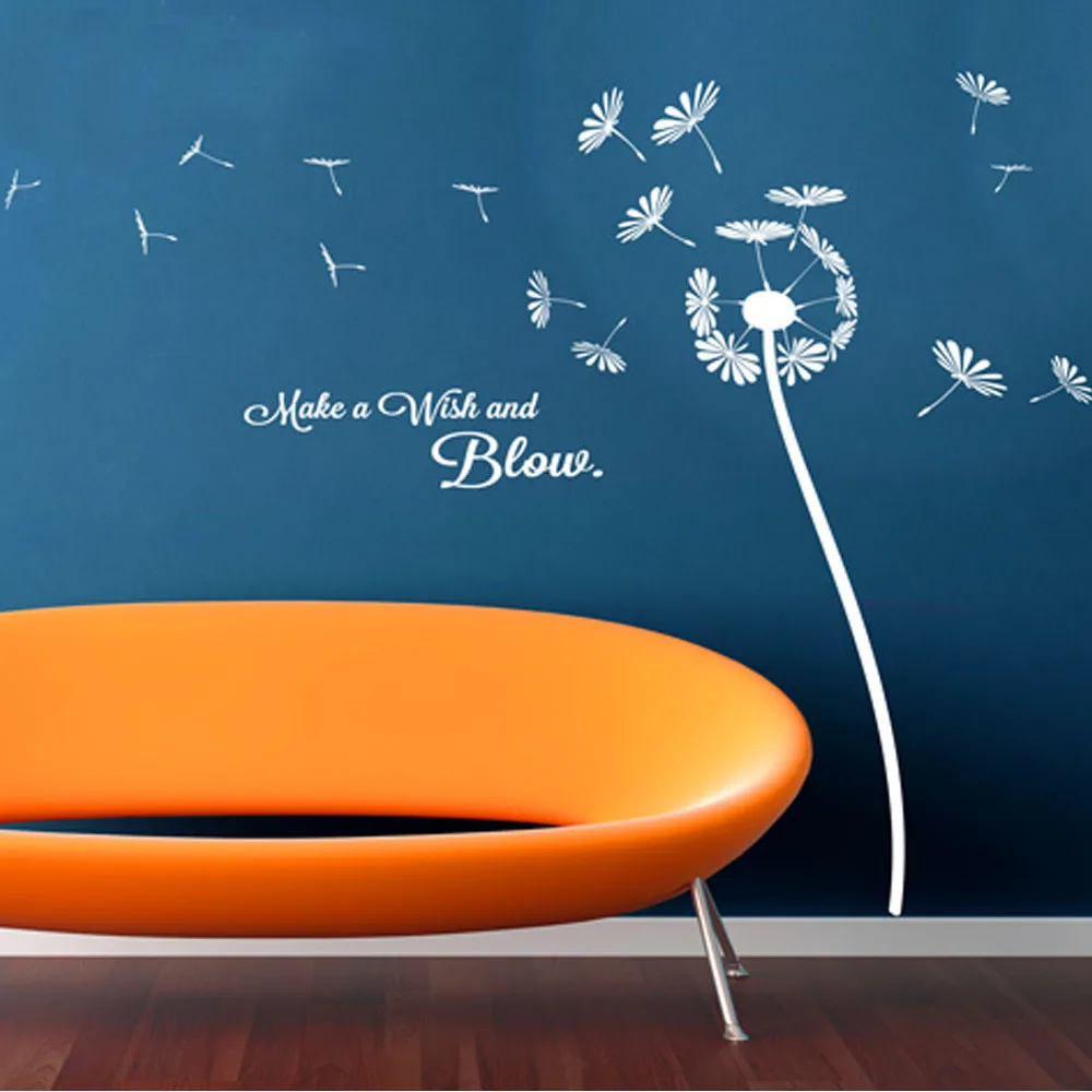 Plant Wall Art DIY Flower Wall Stickers Dandelion Make A Wish And Blow Home Decor Living Room Decoration Bedroom Decals zooyoo dandelion wall sticker art murals flowers pattern wall decals living room bedroom nursery vinyl decoration wallpaper