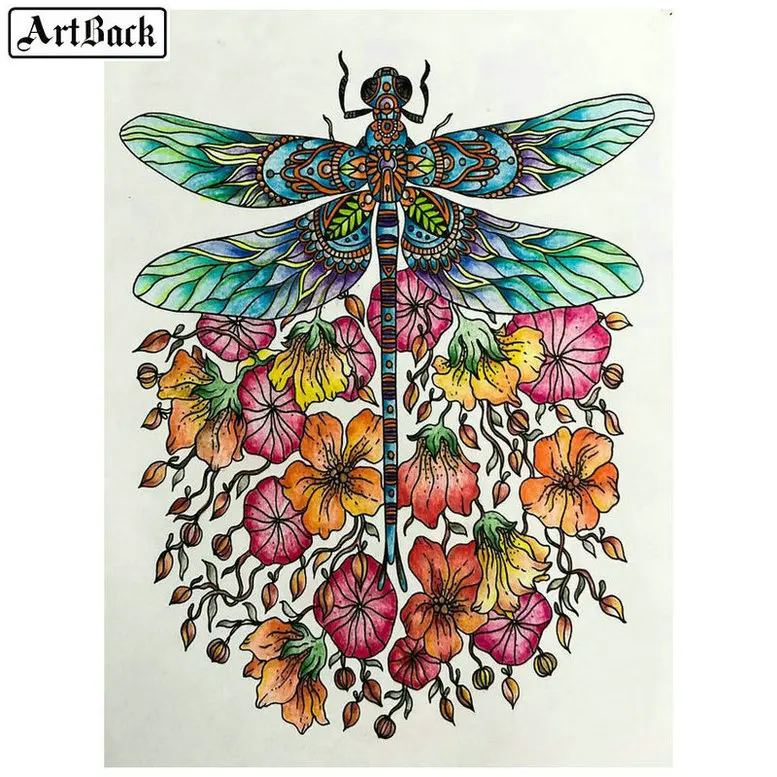 

New 5d diy diamond painting dragonfly flower full square drill crystal diamond mosaic diamond embroidery rhinestone