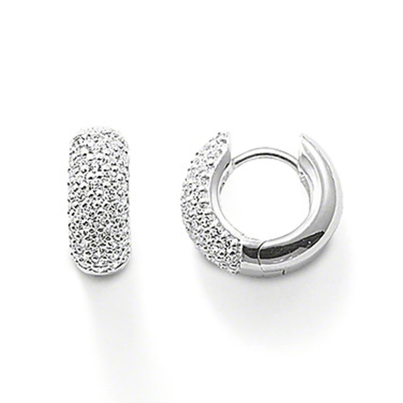 

Silver Plated White Zirconia-pave Wide Hinged Hoop Creole Earrings, Most Fashion Glam Jewelry Soul Earings Gift for Women Girls