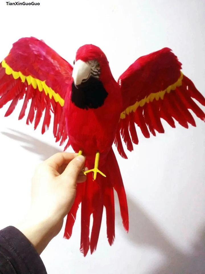 large-42x60cm-yellow-red-spreading-wings-parrot-feathers-parrot-bird-hard-model-propgarden-decoration-ornaments-gift-s1453