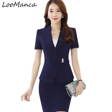 Новинка, модный профессиональный женский костюм с юбкой, Весенняя Летняя униформа, официальный блейзер и юбка для офиса, ol, для девушек размера плюс
