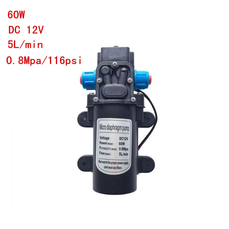 

116PSI DC 12V 24V 5L/min 60W Micro Diaphragm High Pressure Water Pump self priming Vacuum Pump