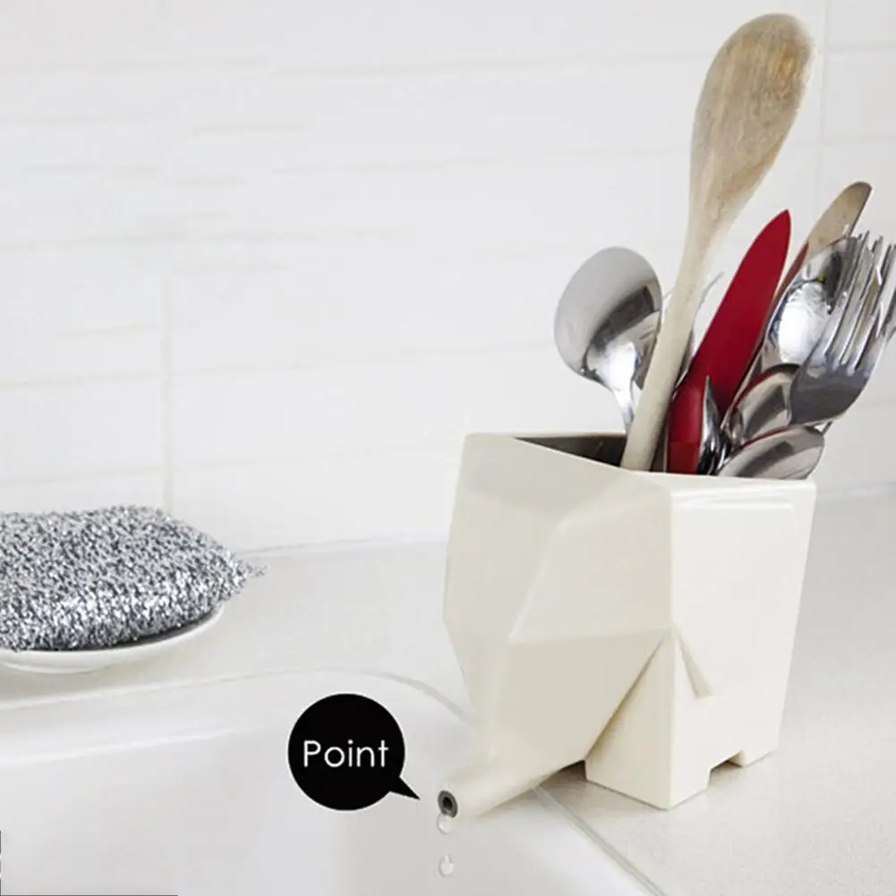 

New Cute Elephant Multifunction Home Draining Rack For Tableware Plastic Chopstick Spoon Fork Storage Holder Kitchen Accessories