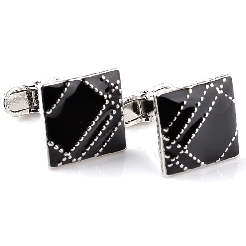 

Men Gift Shirt Cuff Links Wholesale&retail Black Enamel Metal Fashion Enamel Square Creative Designer Brand Fashion Cuff Button