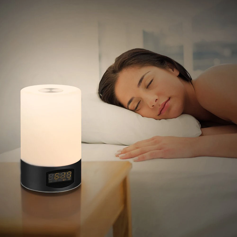 Lâmpada de Mesa Despertador do Nascer do Sol Criativo Levou Inteligente Acordar Leve Toque Noite Luz Colorida 19 Luzes noturnas