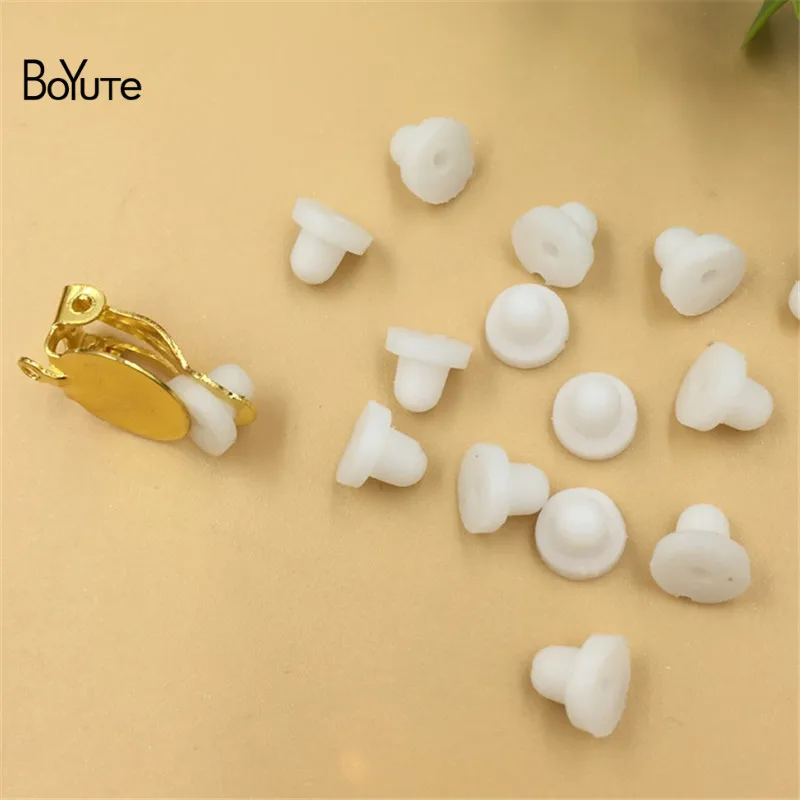 BoYuTe 1000Pcs White Soft Silicone Anti-Pain Ear Clip Pad Earrings Accessories DIY Jewelry Findings Components (1)