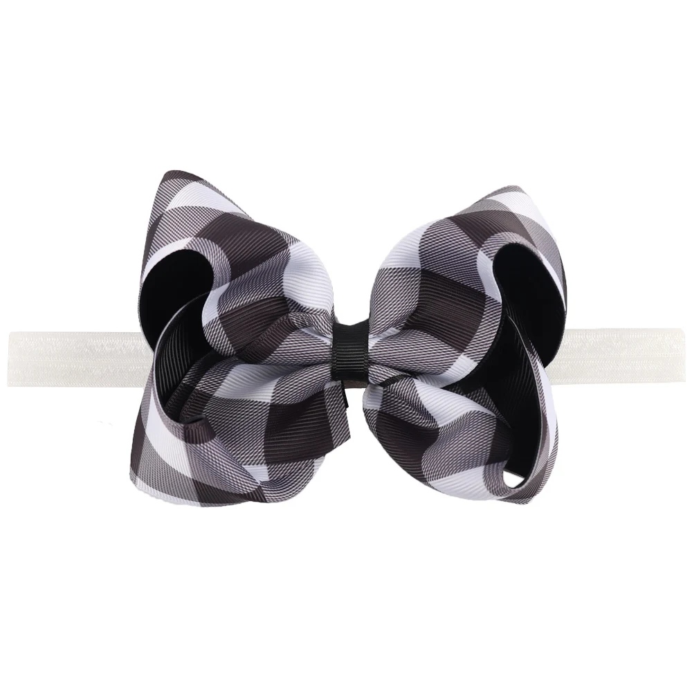 6 шт./лот " Шотландка Hairbow с эластичными повязками grosgrain ленты, резинки для волос с бантиком Детские Рождественский ободок для девочек; аксессуары для волос