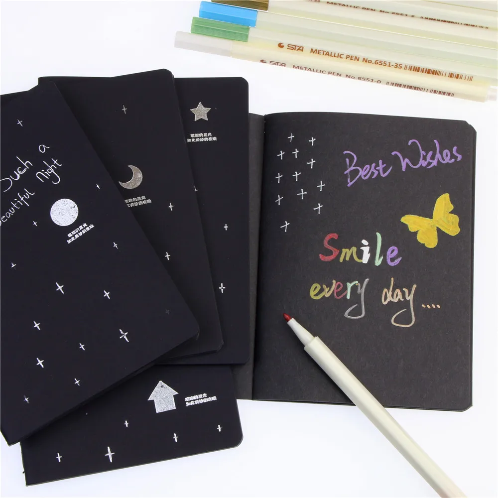 

New Sketchbook Diary for Drawing Painting Graffiti Soft Cover Black Paper Sketch Book Notebook Office School Supplies Gift