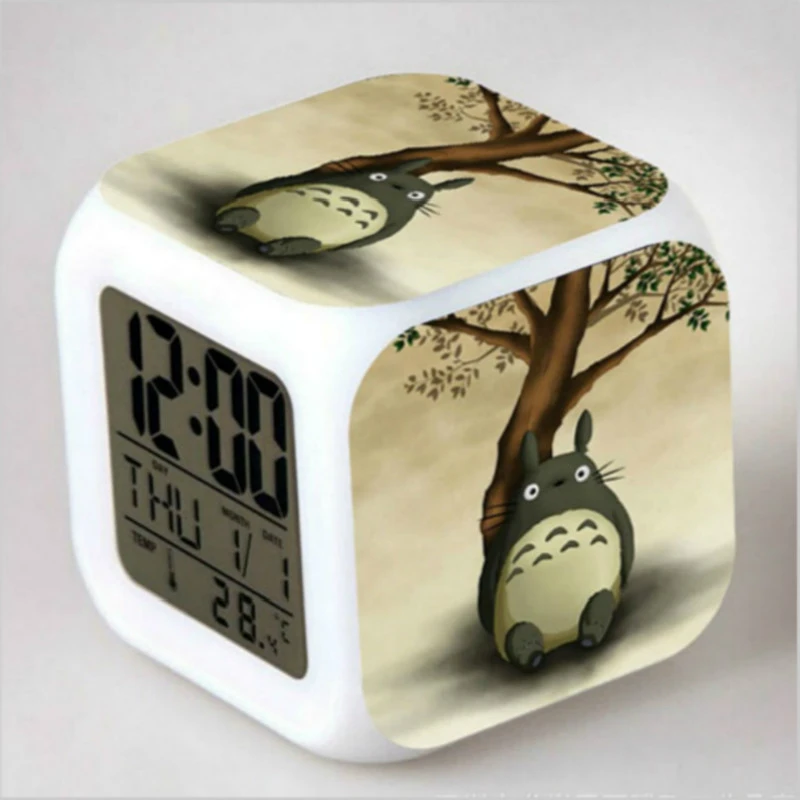 ニューキッズアラーム時計トトロ日本アニメ Catoon デジタル Led 時計デスクトップ時計色ライトヴィンテージデスク時計子供のおもちゃ Alarm Clock Kids Alarm Clockdesktop Clock Aliexpress