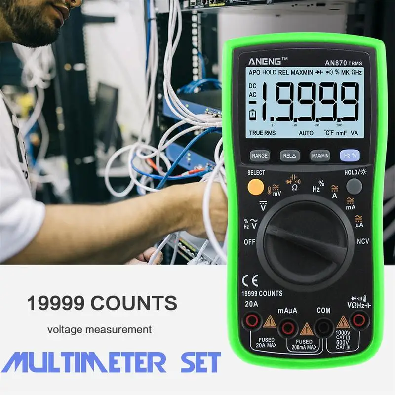 

Auto Range Digital Precision Multimeter 19999 COUNTS True-RMS NCV Ohmmeter AC/DC Voltage Ammeter Transistor Tester Multimeter